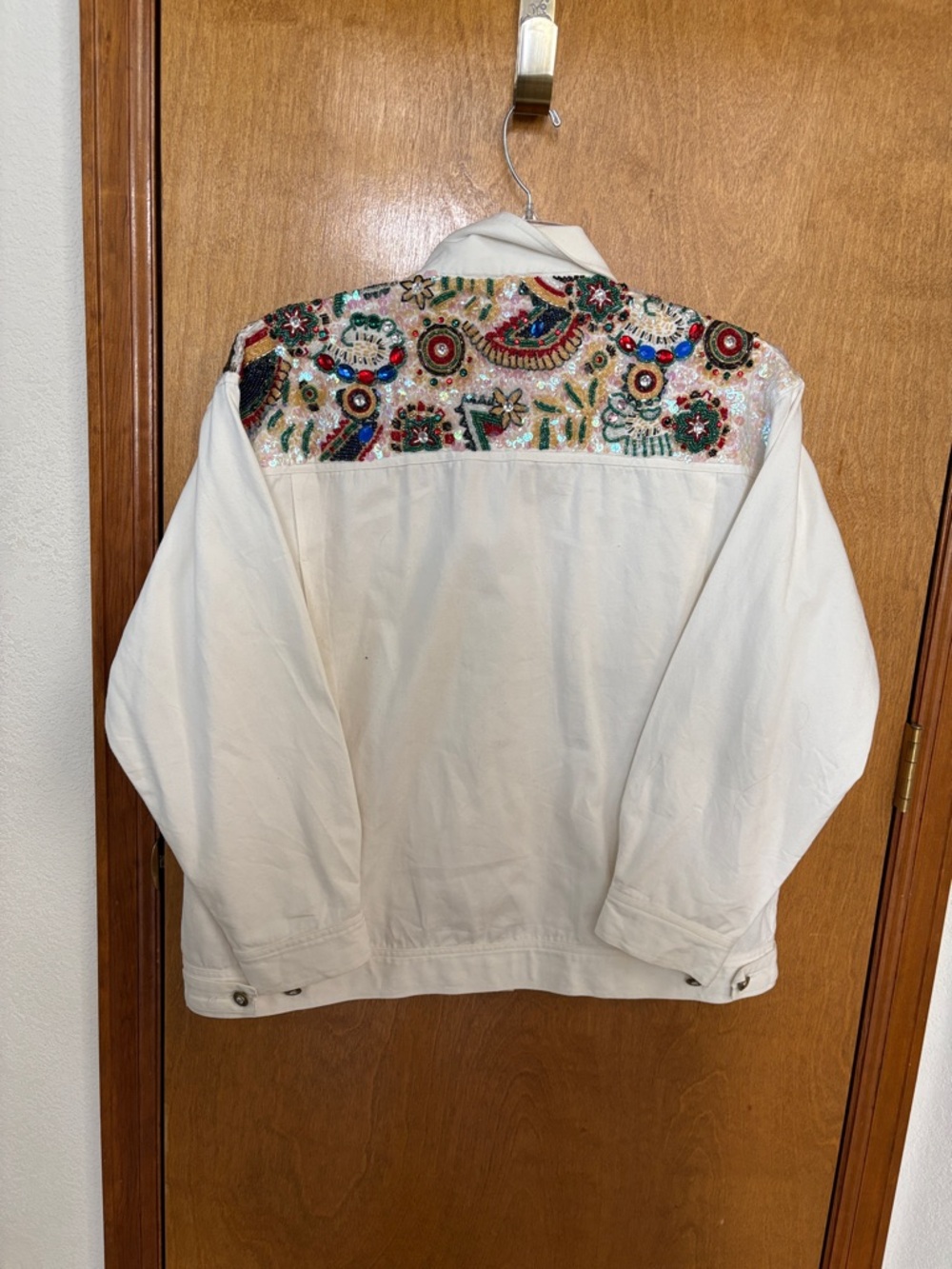 Vintage 90's IB IB DIFFUSION Sequin Beaded Denim Jacket Womens - Picture 7 of 9